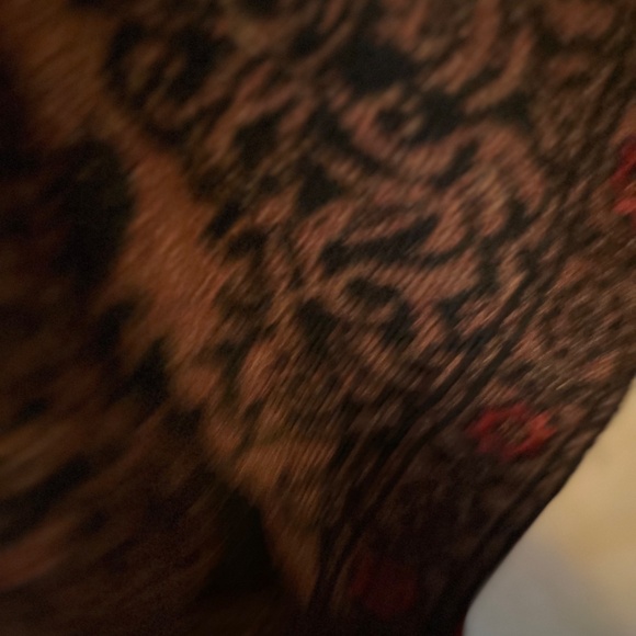 PERUVIAN CONNECTION BLACK, BROWN RUANA CAPE WITH RED ACCENTS AND EMBROIDERY - Picture 10 of 16